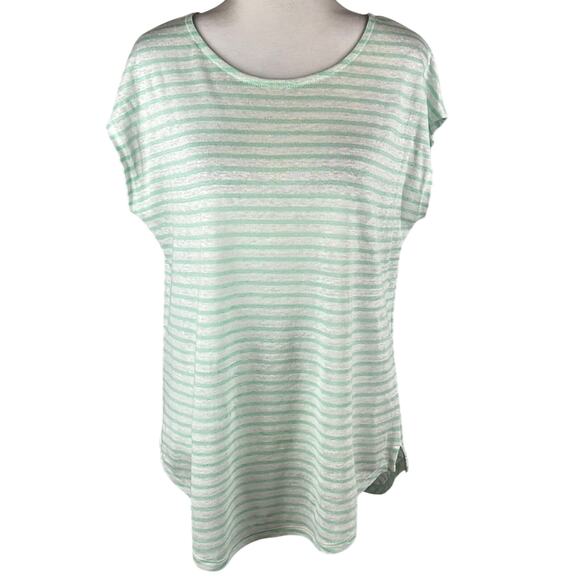 Christian Siriano 100% Linen Striped Sleeveless Tee Shirt  M NWOT Lagenlook - Picture 1 of 7